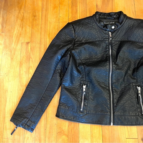 BLANC NOIR Faux Leather Jacket - Silver Zipper - XL - Picture 2 of 10